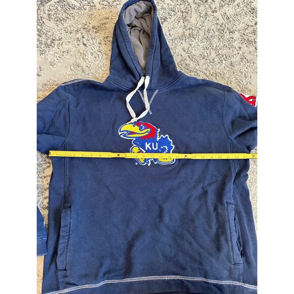 Majestic Men's KU Jayhawks Chenille Patch Logo Hoodie Sz. Medium - Picture 4 of 11